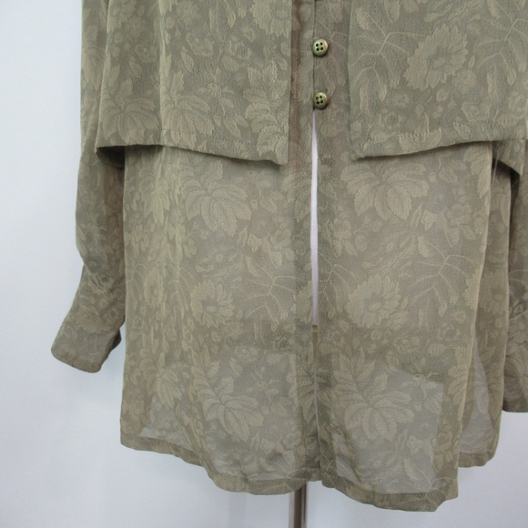 FRANCESS RITA Vintage Sheer Layered Floral Button Front Blouse Tunic Size 10 - Picture 4 of 13